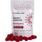 Speed Labs Caffeine Energy Gummies Black Raspberry front view for fast acting performance.