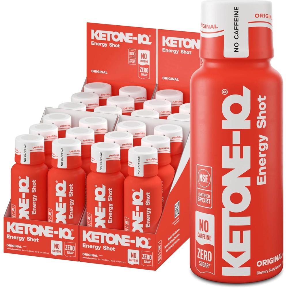 Ketone-IQ No Caffeine Exogenous Ketones Energy Shots 24 pack front view imported supplement