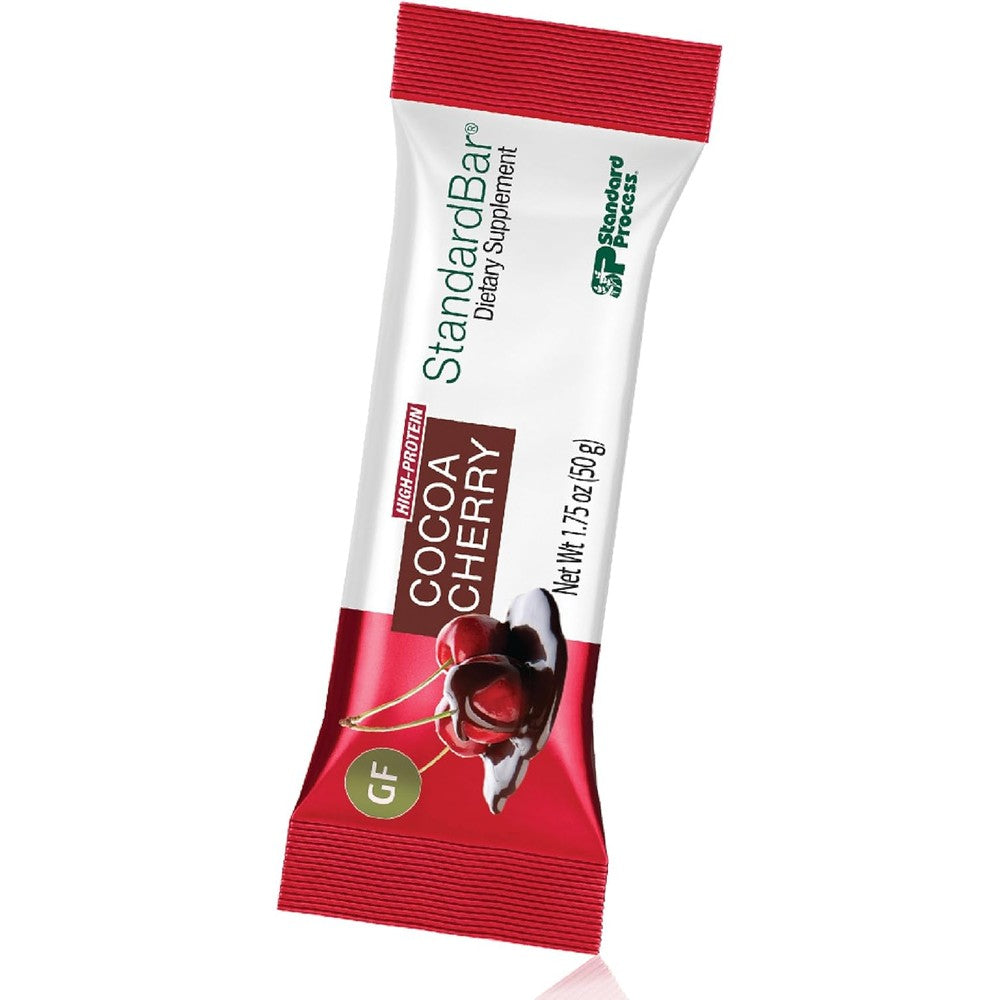 Standard Process StandardBar Cocoa Cherry 18 pack front view protein snack