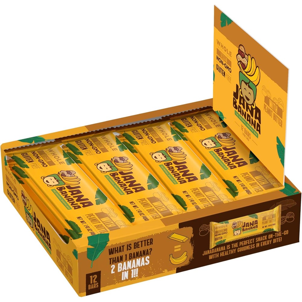JanaBanana Nutryttiva Plant Based Peanut Butter Bar 12 count box front view