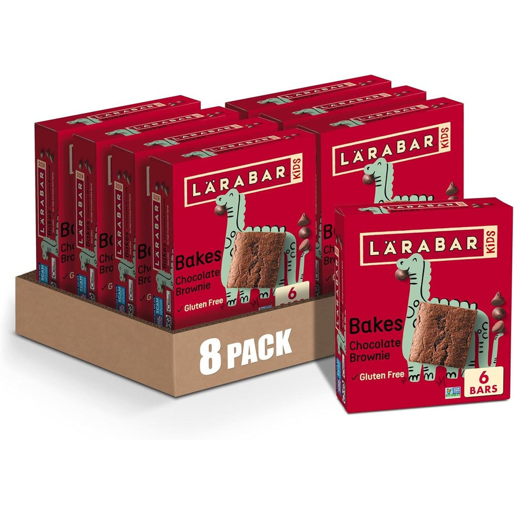 Larabar Kids Bakes Chocolate Brownie 8 pack front view gluten free snacks