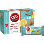 Step One Foods Lemon Almond Bar 12 pack front view for heart health.