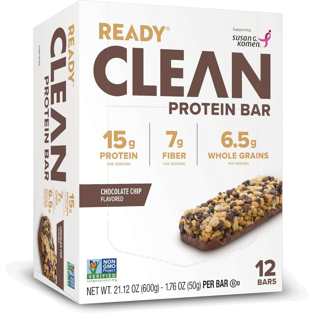 Ready Clean Protein Bar Chocolate Chip front view pack of twelve