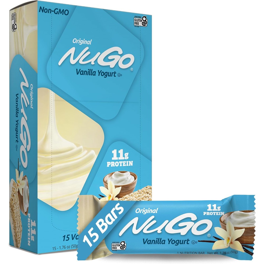 NuGo Vanilla Yogurt Protein Bar 15 Count front packaging view