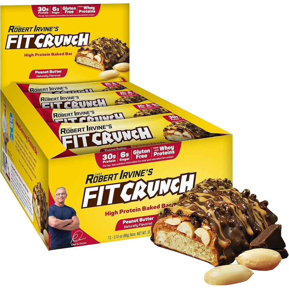 Fit Crunch Peanut Butter Protein Bars 12 count pack front view