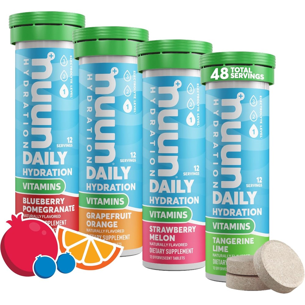 Nuun vitamins electrolyte mixed fruit 4 pack front view hydration tablets