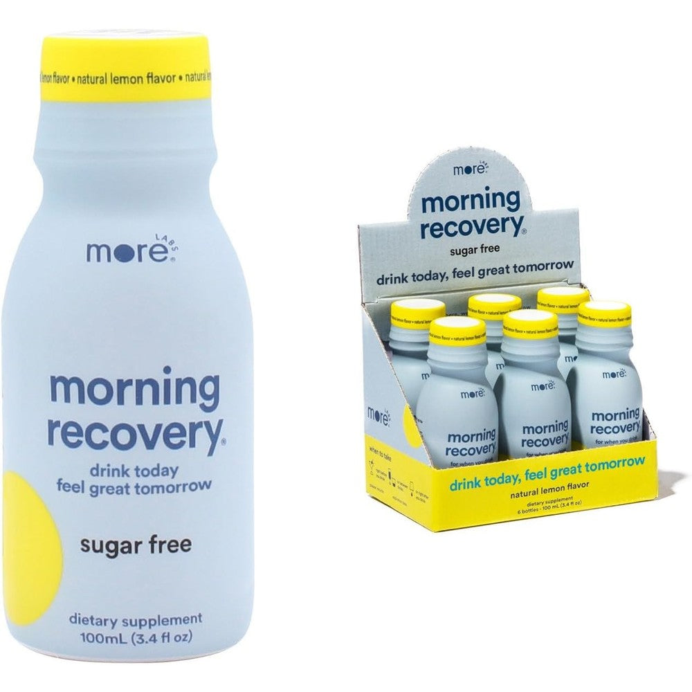 More Labs morning recovery sugar free lemon 6 pack front view authentic import