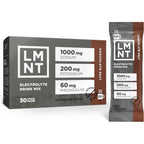 Drink LMNT zero sugar hot chocolate chocolate salt 30 pack front packaging for electrolyte hydration.