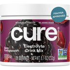 Cure Hydration berry pomegranate electrolyte powder 28 servings jar front view for plant based hydration