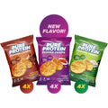 Pure Protein Popped Crisps Variety Pack front view showing three flavor bags.