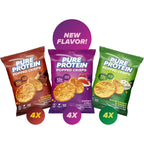 Pure Protein Popped Crisps Variety Pack front view showing three flavor bags.
