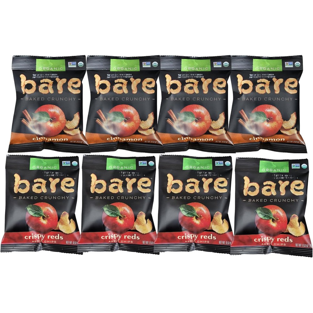 ComboCreations Bare Apple Organic Variety Pack front view showing 8 snack bags