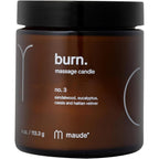 Maude Burn Number 3 Massage Candle front view in amber glass jar