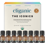 Cliganic organic aromatherapy essential oils gift set top 8 iconics collection