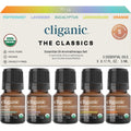 Cliganic Organic Essential Oils Set with five amber glass 5ml bottles