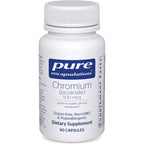 Pure Encapsulations Chromium Picolinate 500 micrograms bottle front view showing metabolic support supplement info.