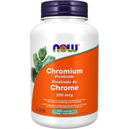 NOW Foods Chromium Picolinate 200 Micrograms front view bottle for glucose metabolism support.