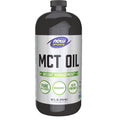 NOW Foods Sports Nutrition MCT Oil 32 Ounce front view bottle showcasing unflavored liquid packaging for fitness enthusiasts.