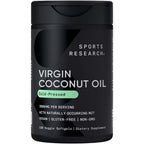 Sports Research Organic Coconut Oil 3000mg 120 Veggie Softgels front view bottle
