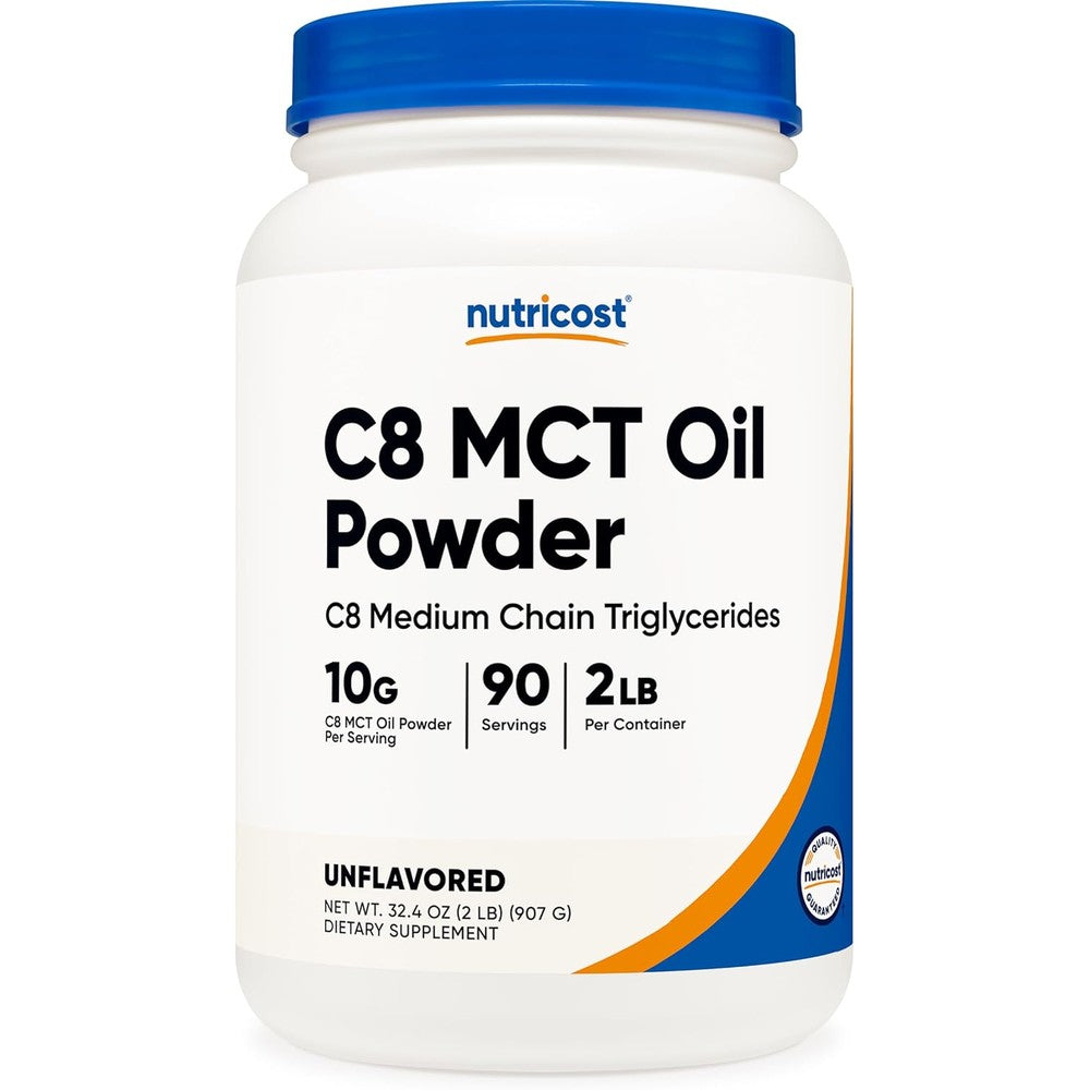 Nutricost High Purity C8 MCT Oil Powder thirty two ounce container front view