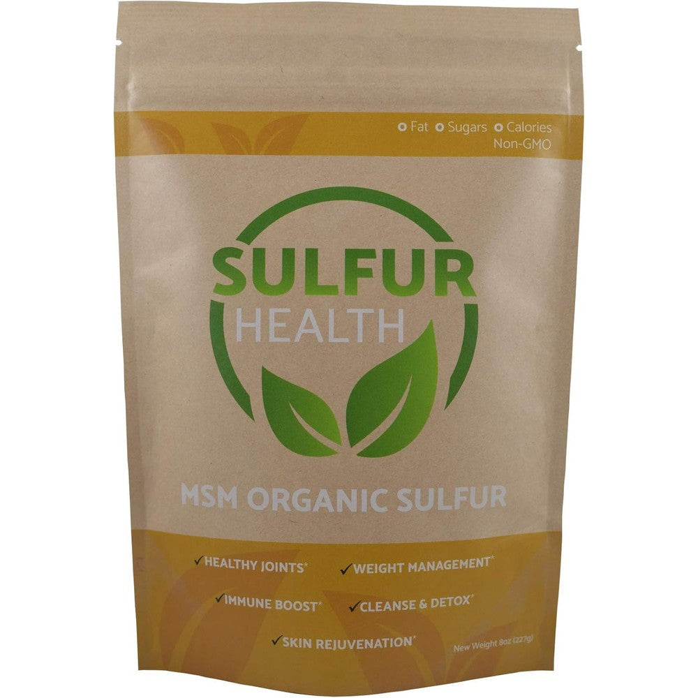 Sulfur Health MSM Organic Sulfur powder front view for joint support