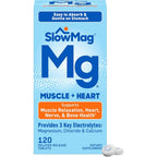 Slow-Mag Muscle and Heart Magnesium Chloride front view bottle showing one hundred twenty tablets count packaging