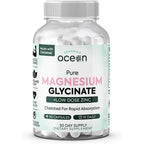 Organics Ocean Pure Magnesium Glycinate And Zinc 90 capsules bottle front view showing product labels