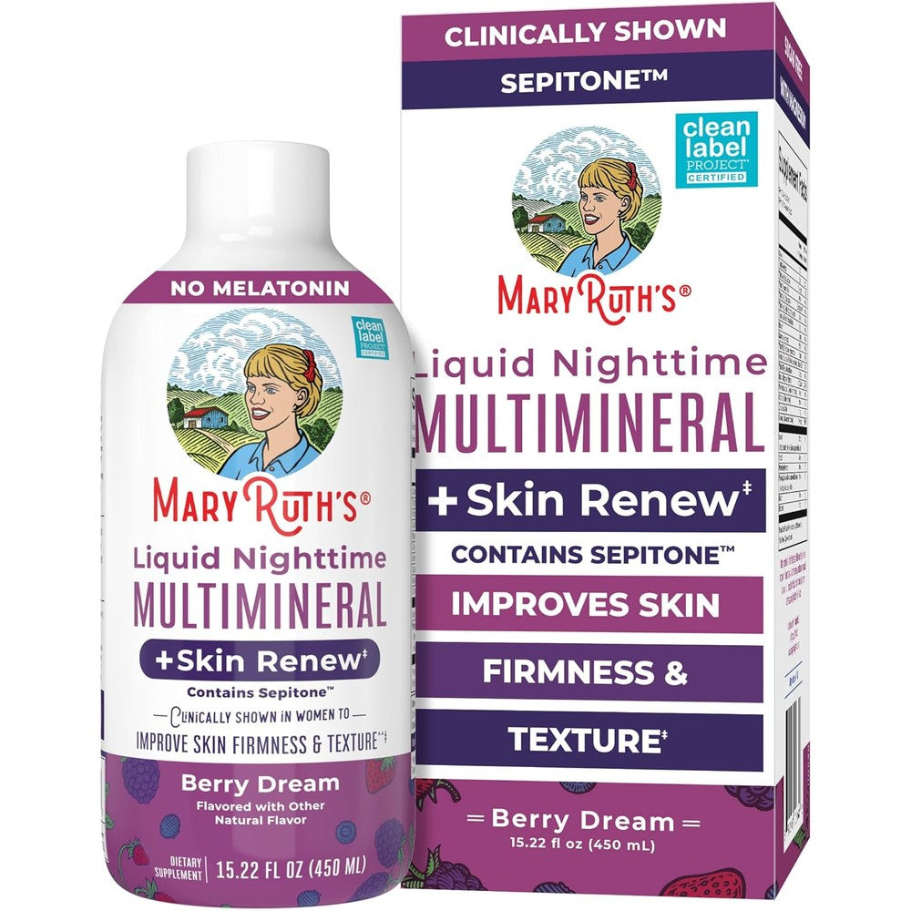 MaryRuth Organics Liquid Nighttime Multimineral front view bottle packaging