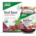 Floradix Salus Organic Red Beet Crystals 7 Ounce front view of jar showing nutritional label.
