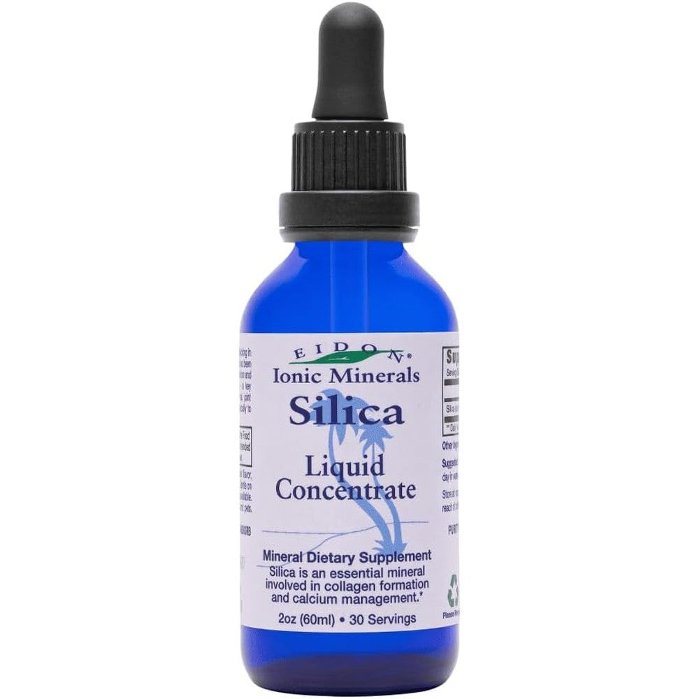 Eidon Ionic Minerals Liquid Silica Mineral Concentrate front view bottle for hair skin and nail collagen support