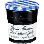 Bonne Maman Black Currant Natural Jelly Fruit Preserves 13 ounce front view showing signature glass jar and red gingham lid