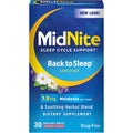 MidNite Back to Sleep Melatonin 1.5mg tablets front view package