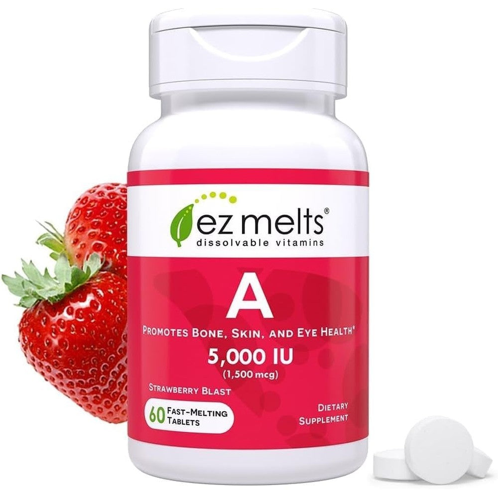 EZ Melts Vitamin A 5000 IU dissolvable tablet bottle front view