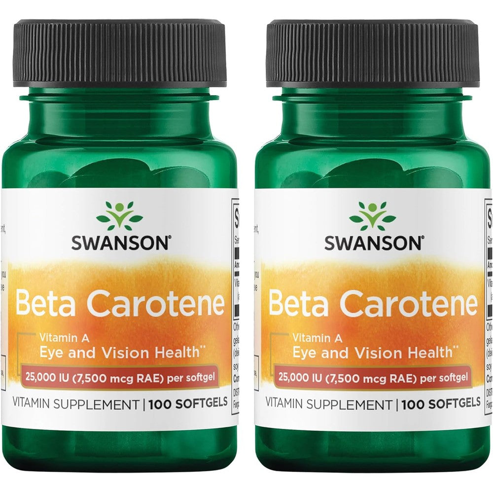 Swanson Beta Carotene Vitamin A 25,000 IU bottles front view