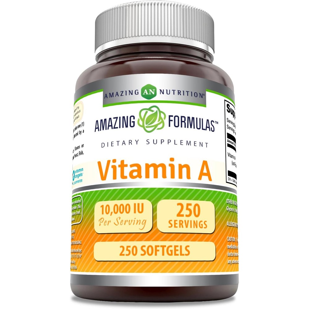 Amazing Nutrition Vitamin A 10000 IU front bottle view