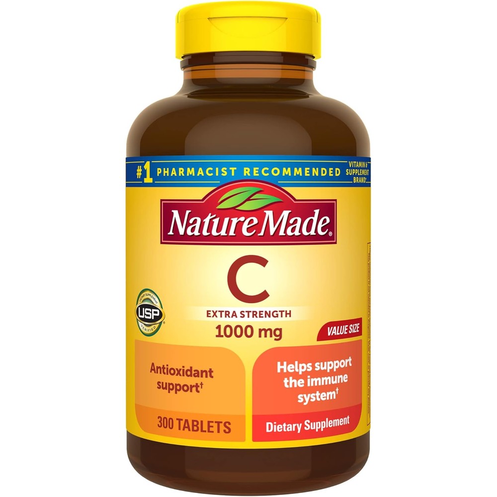 Nature Made Extra Strength Vitamin C 1000 Milligrams bottle front view showing adult immune support packaging.
