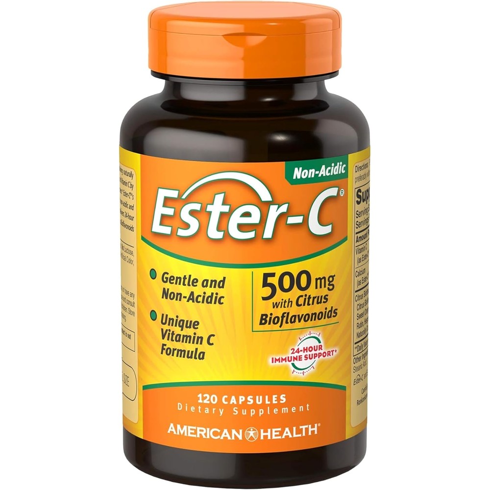 American Health Ester-C 500mg Vitamin C 120 Capsules front bottle view