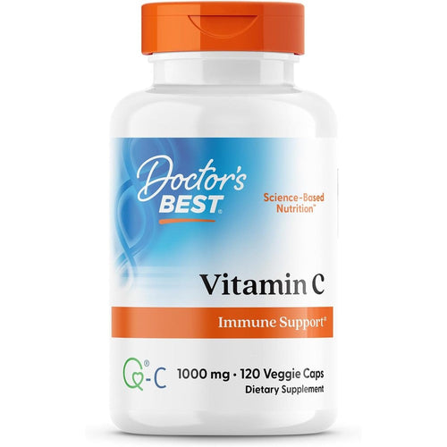 Doctor's Best Vitamin C 1000mg front view of bottle containing 120 vegetarian capsules