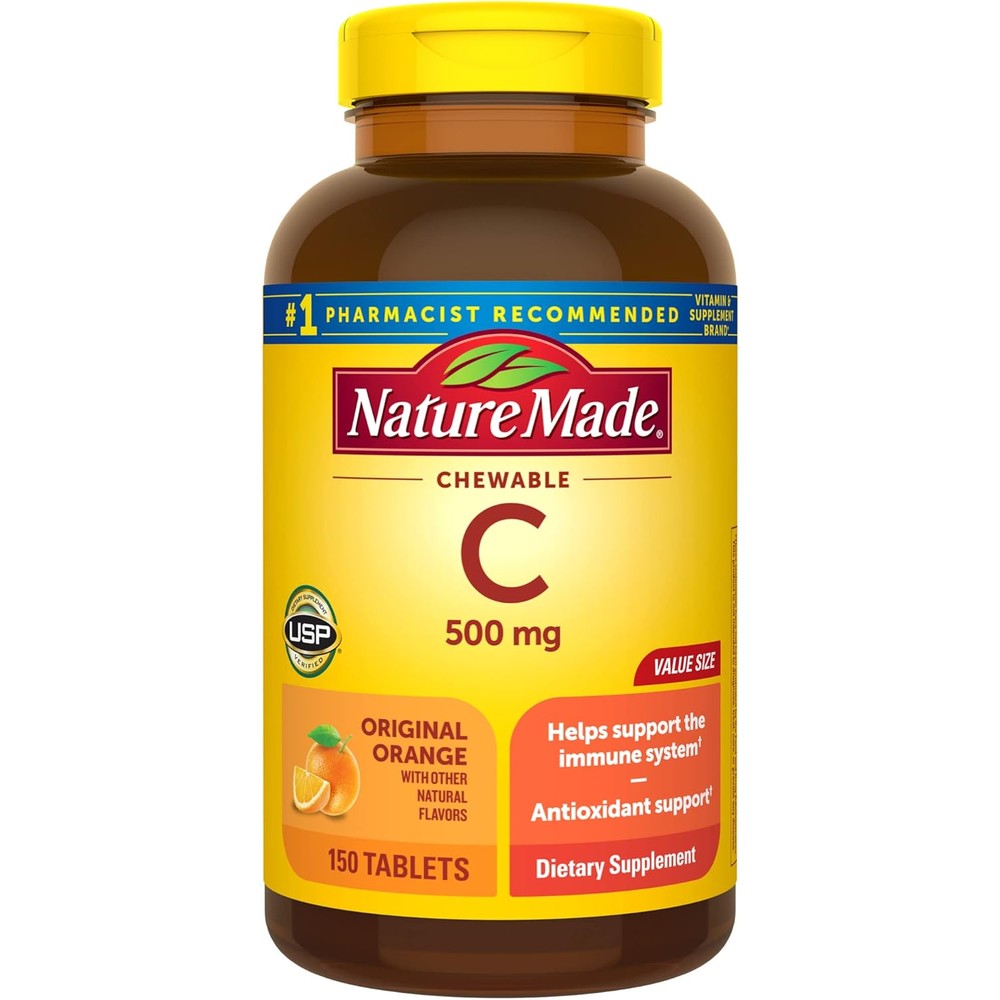 Nature Made Chewable Vitamin C 150 count front bottle view for immune support