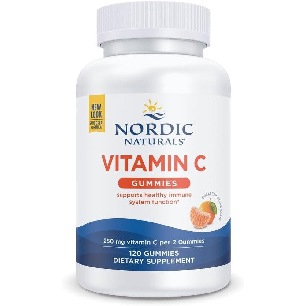 Nordic Naturals Vitamin C Tart Tangerine Immune Support Gummies 120 Count front view bottle