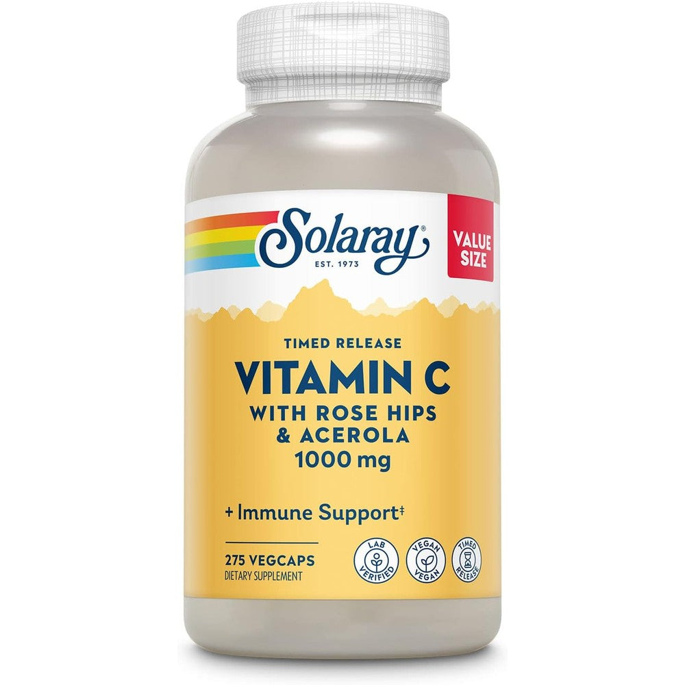 Solaray Vitamin C 1000mg time release dietary supplement bottle front view