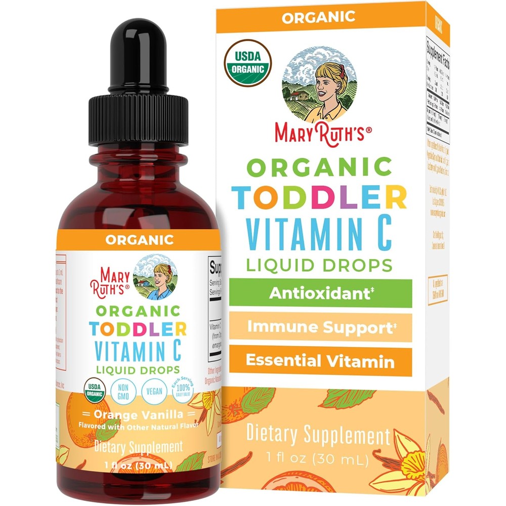 MaryRuth Organics Toddler Vitamin C Drops front view of bottle for immune support