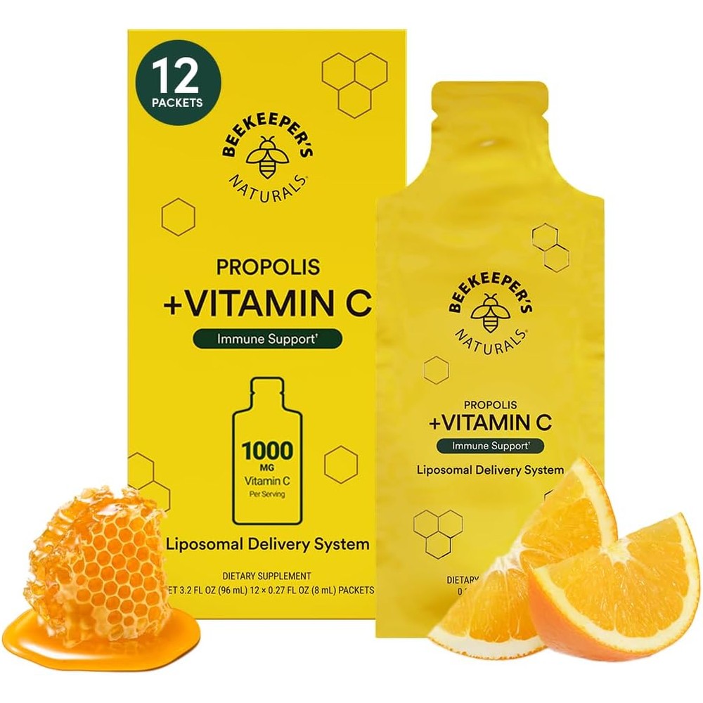 Beekeeper's Naturals Propolis Liposomal Vitamin C front view box for immune support.