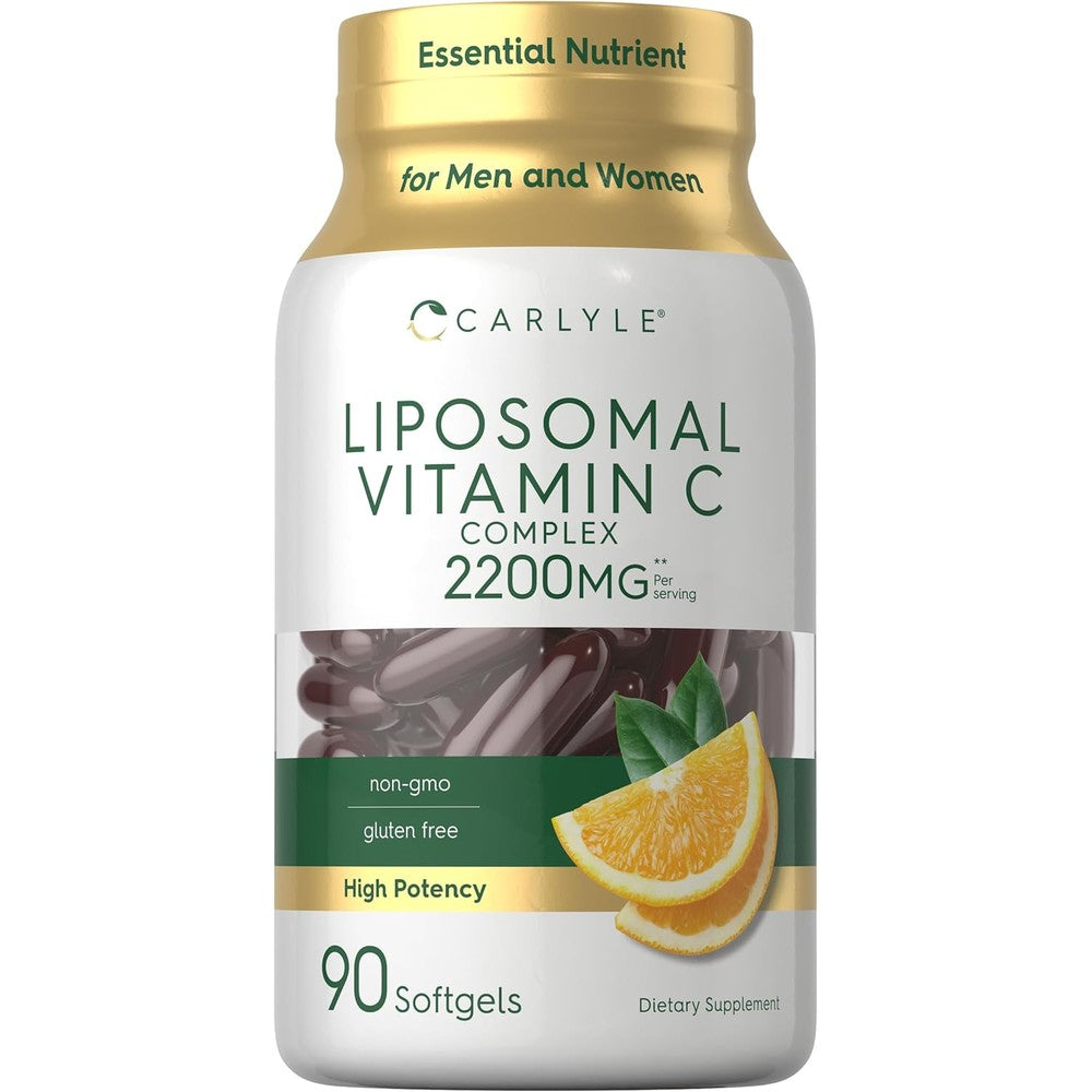 Carlyle Liposomal Vitamin C 2200 mg 90 softgels front bottle view for immune health