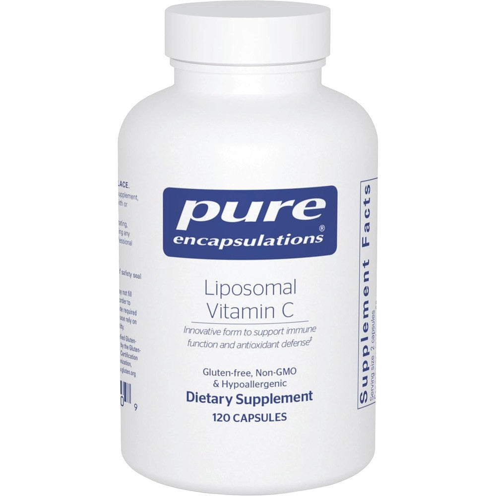 Pure Encapsulations Liposomal Vitamin C 120 Vegan Capsules front view bottle for premium immune support