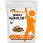 BulkSupplements Organic Valerian Root Extract Powder 250 Grams front view package for natural sleep support