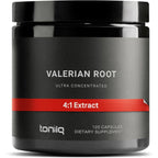 Toniiq Ultra High Strength Valerian Root supplement bottle front view showcasing product purity credentials