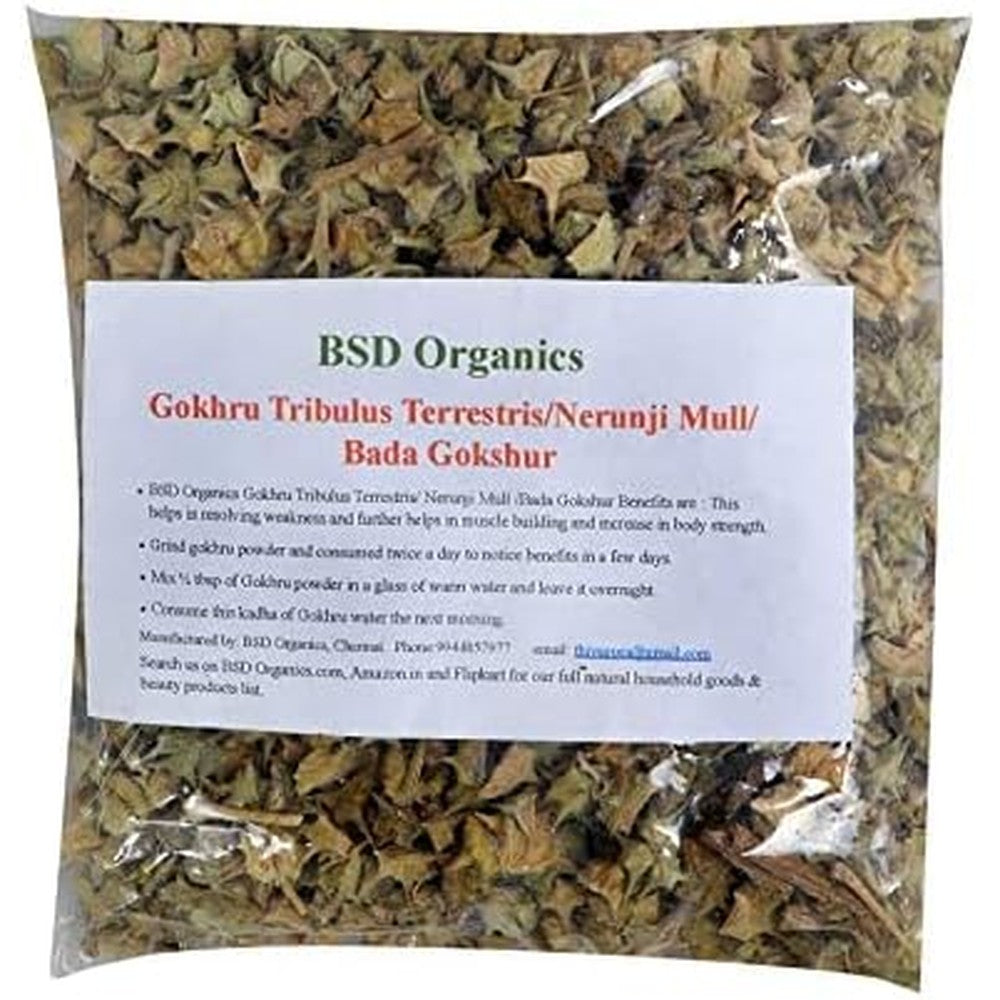 BSD Organics Gokhru Tribulus Terrestris Powder 50g front view for muscle building support