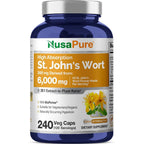 NusaPure St John's Wort 300mg 240 vegetarian capsules front bottle view for natural mood support