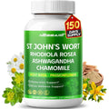 NESSARIT St. John's Wort 14-in-1 Natural Blend 150 vegetarian capsules front bottle view for stress relief